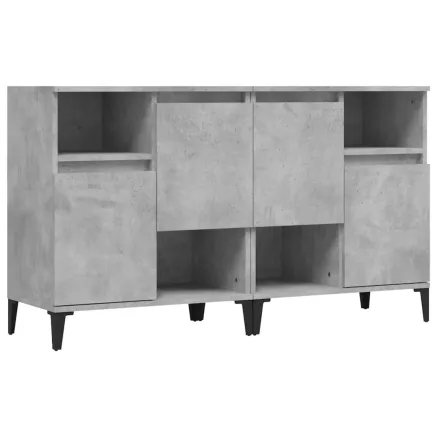 Buffets 2 pcs gris béton 60x35x70 cm bois d'ingénierie 2