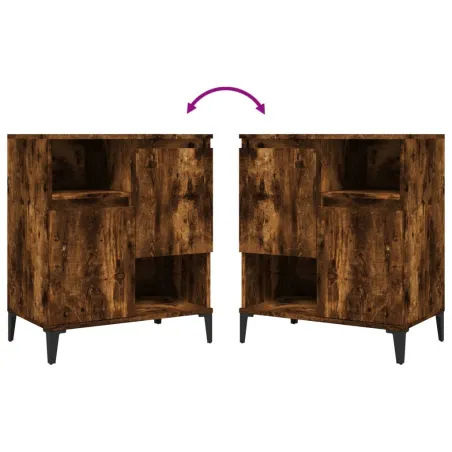 Buffets 2 pcs chêne fumé 60x35x70 cm bois d'ingénierie