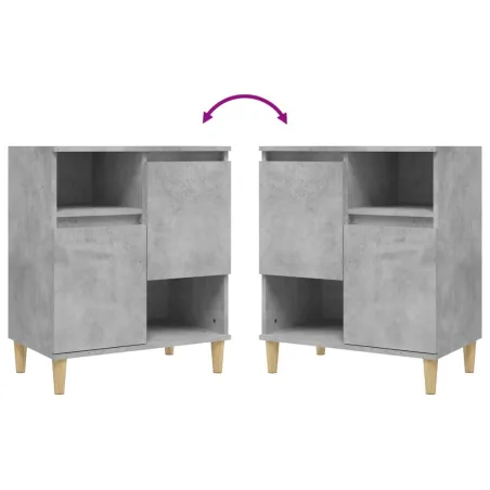 Buffets 3 pcs gris béton 60x35x70 cm bois d'ingénierie