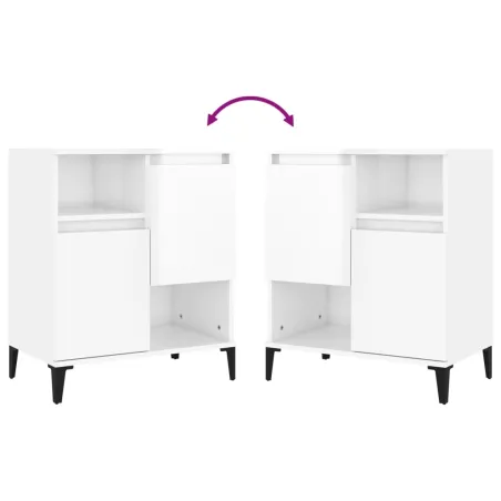 Buffets 3 pcs blanc brillant 60x35x70 cm bois d'ingénierie
