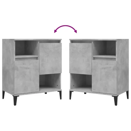 Buffets 3 pcs gris béton 60x35x70 cm bois d'ingénierie