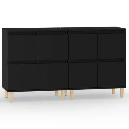 Buffets 2 pcs noir 60x35x70 cm bois d'ingénierie 2