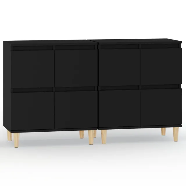 Buffets 2 pcs noir 60x35x70 cm bois d'ingénierie