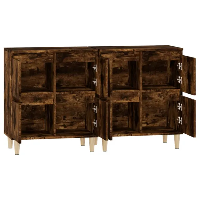 Buffets 2 pcs chêne fumé 60x35x70 cm bois d'ingénierie