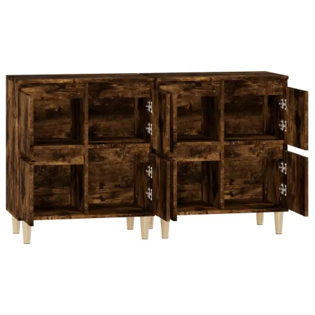 Buffets 2 pcs chêne fumé 60x35x70 cm bois d'ingénierie