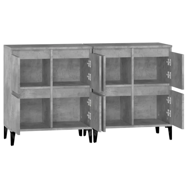 Buffets 2 pcs gris béton 60x35x70 cm bois d'ingénierie