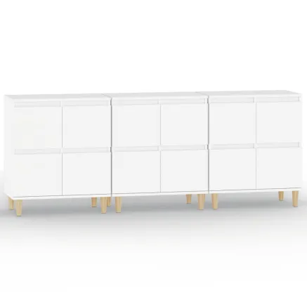Buffets 3 pcs blanc 60x35x70 cm bois d'ingénierie 2