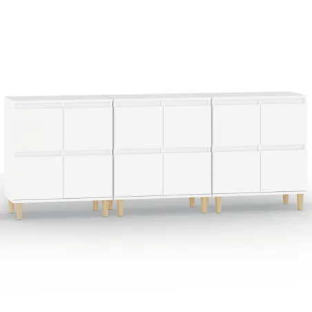 Buffets 3 pcs blanc 60x35x70 cm bois d'ingénierie