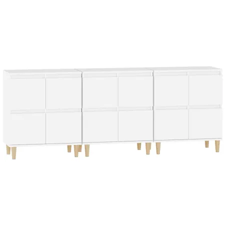 Buffets 3 pcs blanc 60x35x70 cm bois d'ingénierie