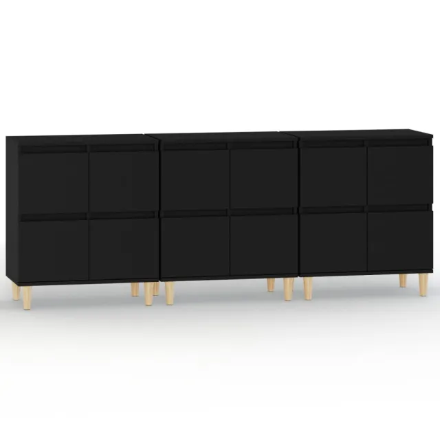Buffets 3 pcs noir 60x35x70 cm bois d'ingénierie