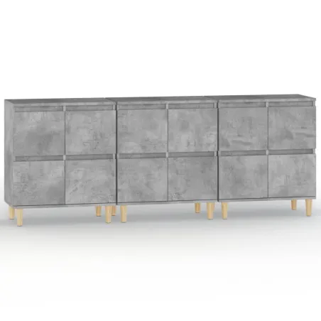 Buffets 3 pcs gris béton 60x35x70 cm bois d'ingénierie
