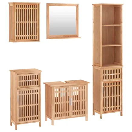 Ensemble de meubles de salle de bain 5 pcs bois massif de noyer 2