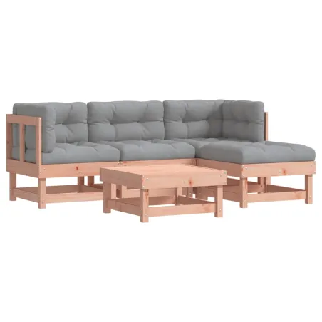 Salon de jardin 5 pcs avec coussins bois massif douglas