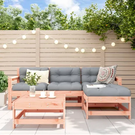 Salon de jardin 5 pcs avec coussins bois massif douglas