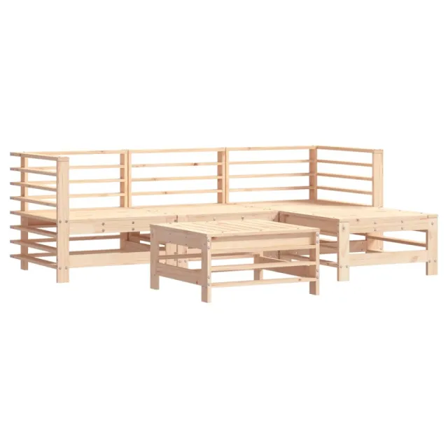 Salon de jardin 5 pcs avec coussins bois massif