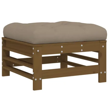 Salon de jardin 5 pcs avec coussins marron miel bois massif