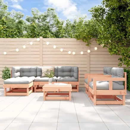 Salon de jardin 7 pcs avec coussins bois massif douglas
