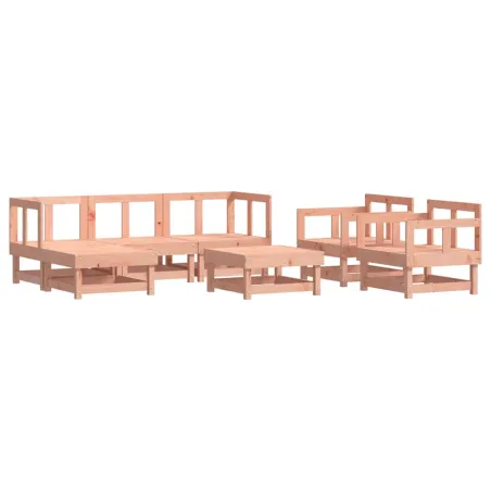 Salon de jardin 7 pcs avec coussins bois massif douglas