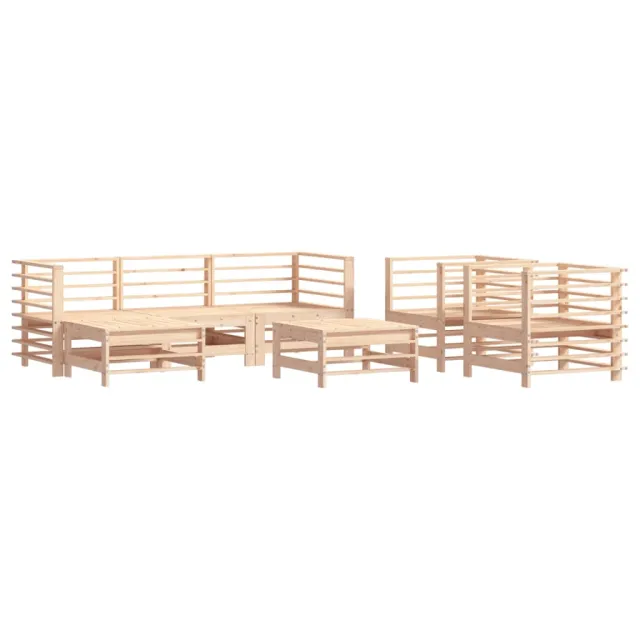 Salon de jardin 7 pcs avec coussins bois massif