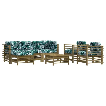 Salon de jardin 7 pcs avec coussins bois de pin imprégné 2