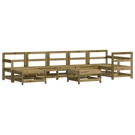 Salon de jardin 8 pcs avec coussins bois de pin imprégné