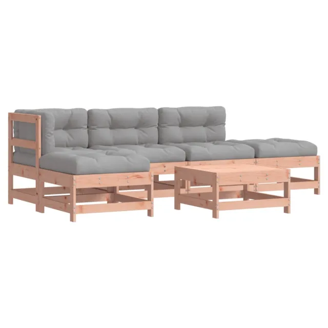 Salon de jardin 6 pcs avec coussins bois massif Douglas