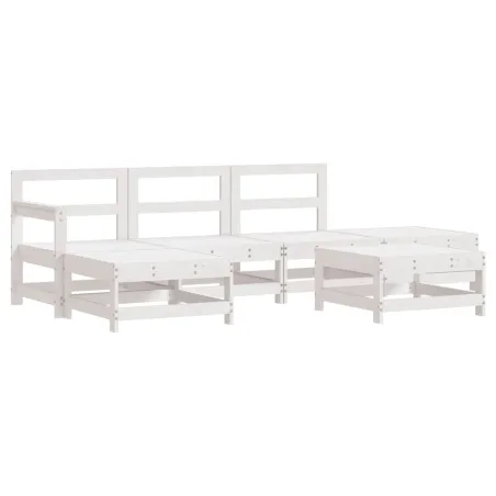 Salon de jardin 6 pcs avec coussins blanc bois massif