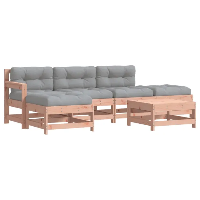 Salon de jardin 6 pcs avec coussins bois massif Douglas