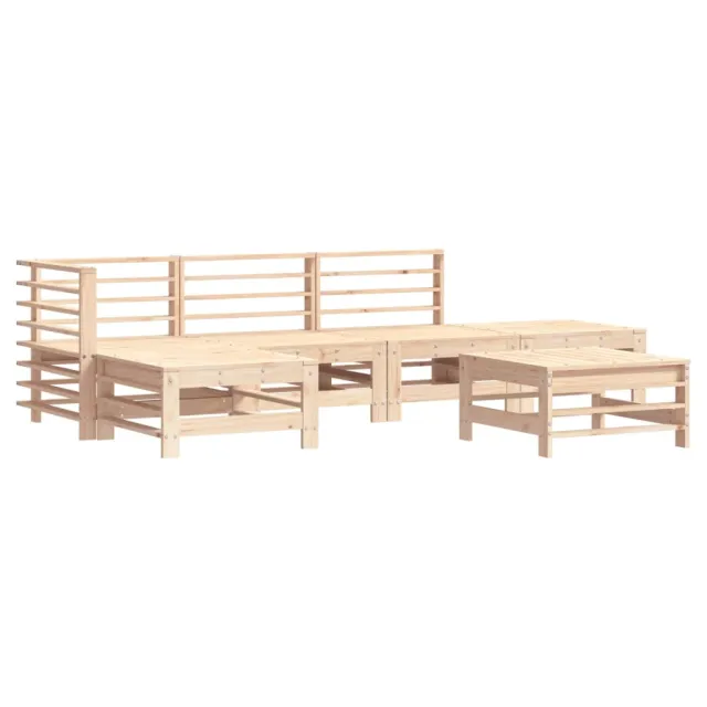 Salon de jardin 6 pcs avec coussins bois massif