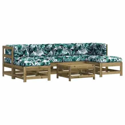 Salon de jardin 7 pcs avec coussins bois de pin imprégné 2