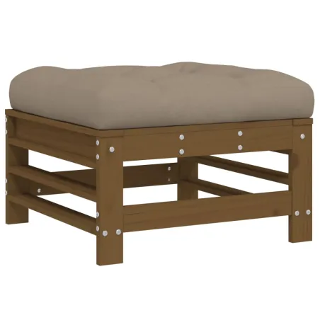 Salon de jardin 7 pcs avec coussins marron miel bois massif