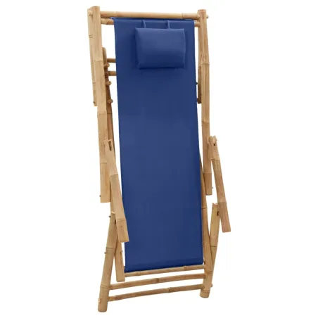 Chaise de terrasse Bambou et toile Bleu marine