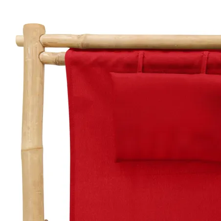 Chaise de terrasse Bambou et toile Rouge