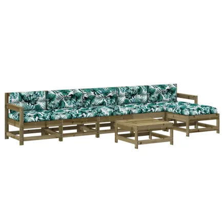 Salon de jardin 7 pcs avec coussins bois de pin imprégné 2
