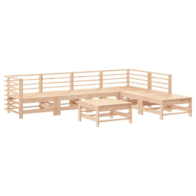 Salon de jardin 7 pcs avec coussins bois massif
