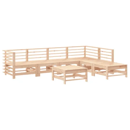 Salon de jardin 7 pcs avec coussins bois massif