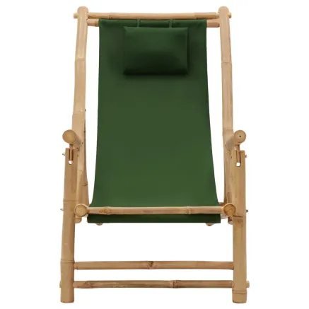 Chaise de terrasse Bambou et toile Vert 2