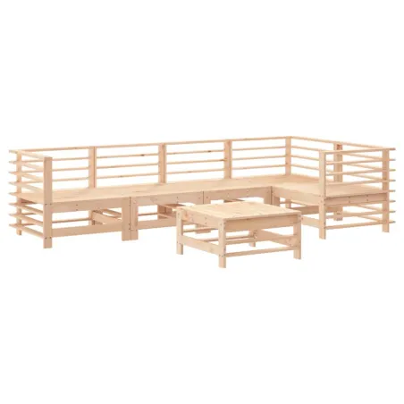 Salon de jardin 6 pcs avec coussins bois massif