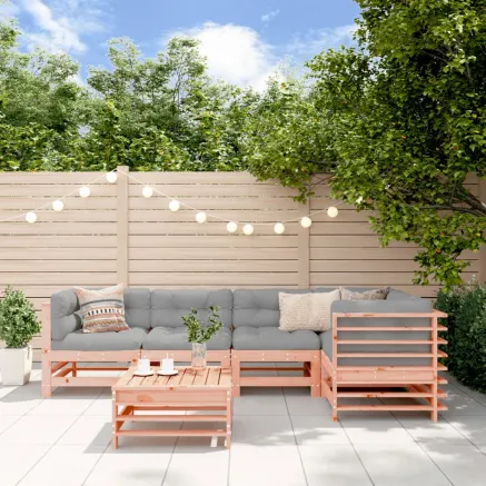 Salon de jardin 6 pcs avec coussins bois massif Douglas