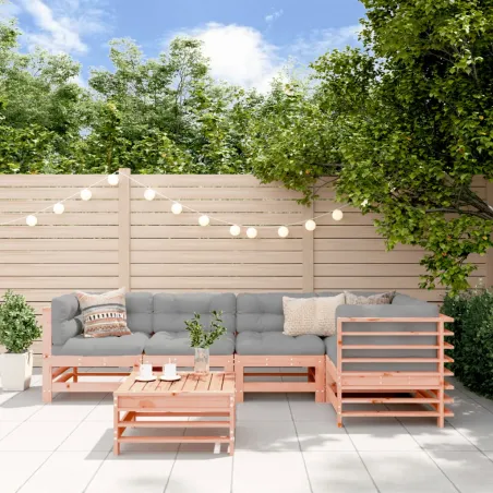 Salon de jardin 6 pcs avec coussins bois massif Douglas