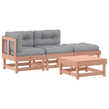 Salon de jardin 4 pcs avec coussins bois massif douglas 2