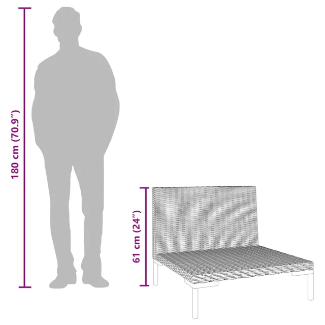 Canapés de jardin 2 pcs avec coussins Résine tressée demi-ronde