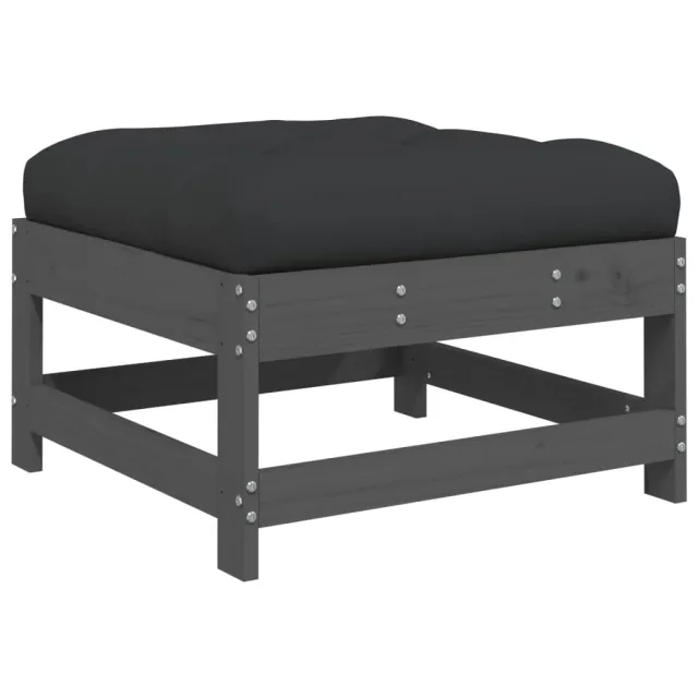 Salon de jardin 4 pcs avec coussins gris bois massif