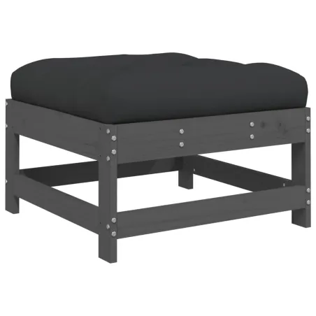 Salon de jardin 4 pcs avec coussins gris bois massif