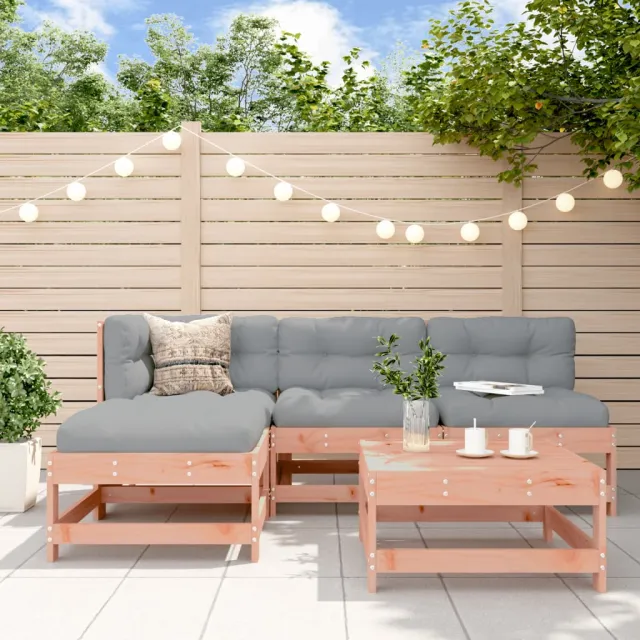 Salon de jardin 5 pcs avec coussins bois massif douglas