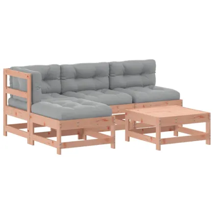 Salon de jardin 5 pcs avec coussins bois massif douglas 2