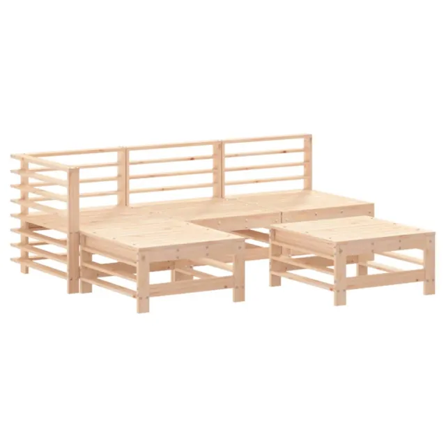 Salon de jardin 5 pcs avec coussins bois massif
