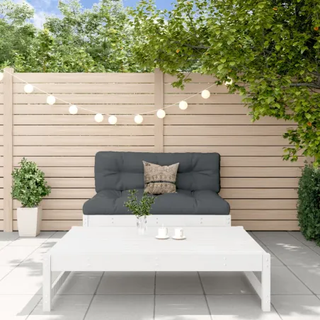 Salon de jardin 2 pcs avec coussins blanc bois massif