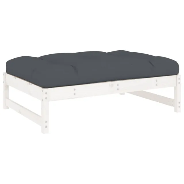 Salon de jardin 2 pcs avec coussins blanc bois massif