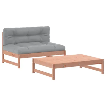 Salon de jardin 2 pcs avec coussins bois massif douglas 2